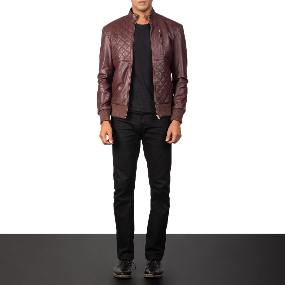 Maroon bomber hot sale jacket men